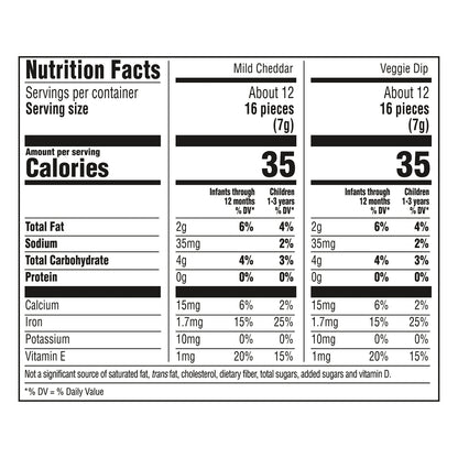 Gerber, Snacks for Baby, Lil' Crunchies, Baked Grain Snack, 8+ Months, Mild Cheddar and Veggie Dip, 4 Canisters, 1.48 oz (42 g) Each