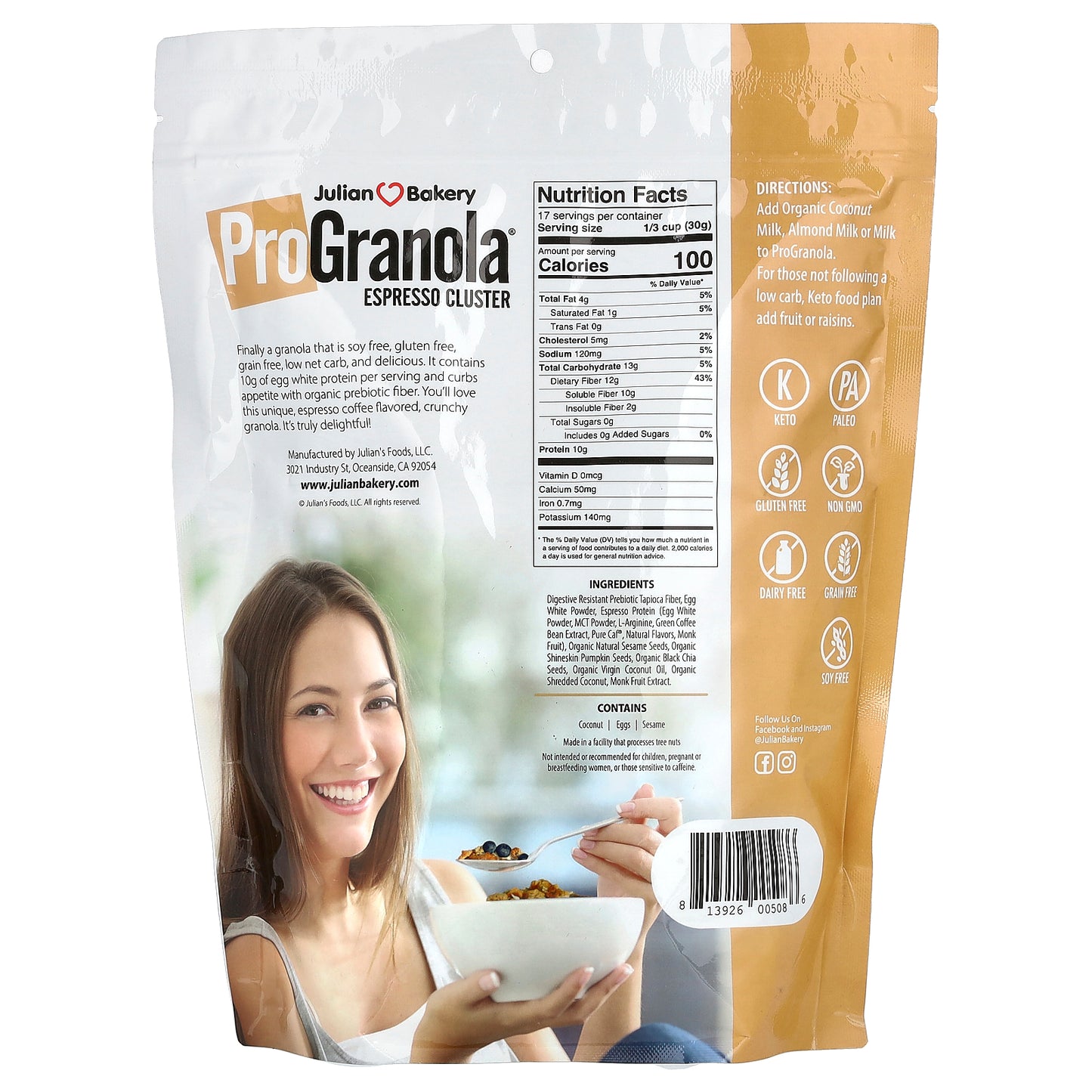 Julian Bakery, Pro Granola, Espresso Cluster, 17.9 oz (507.5 g)