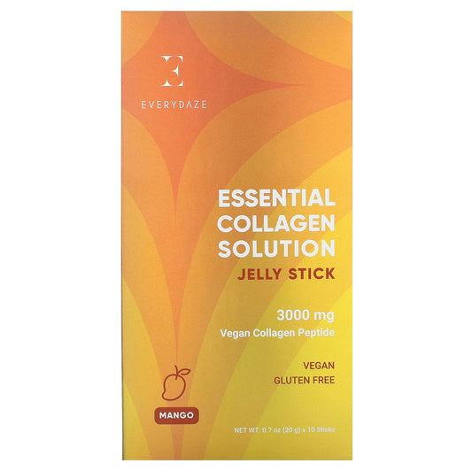 Everydaze, Essential Collagen Solution Jelly Stick, Mango, 3,000 mg, 10 Sticks, 0.7 oz (20 g) Each