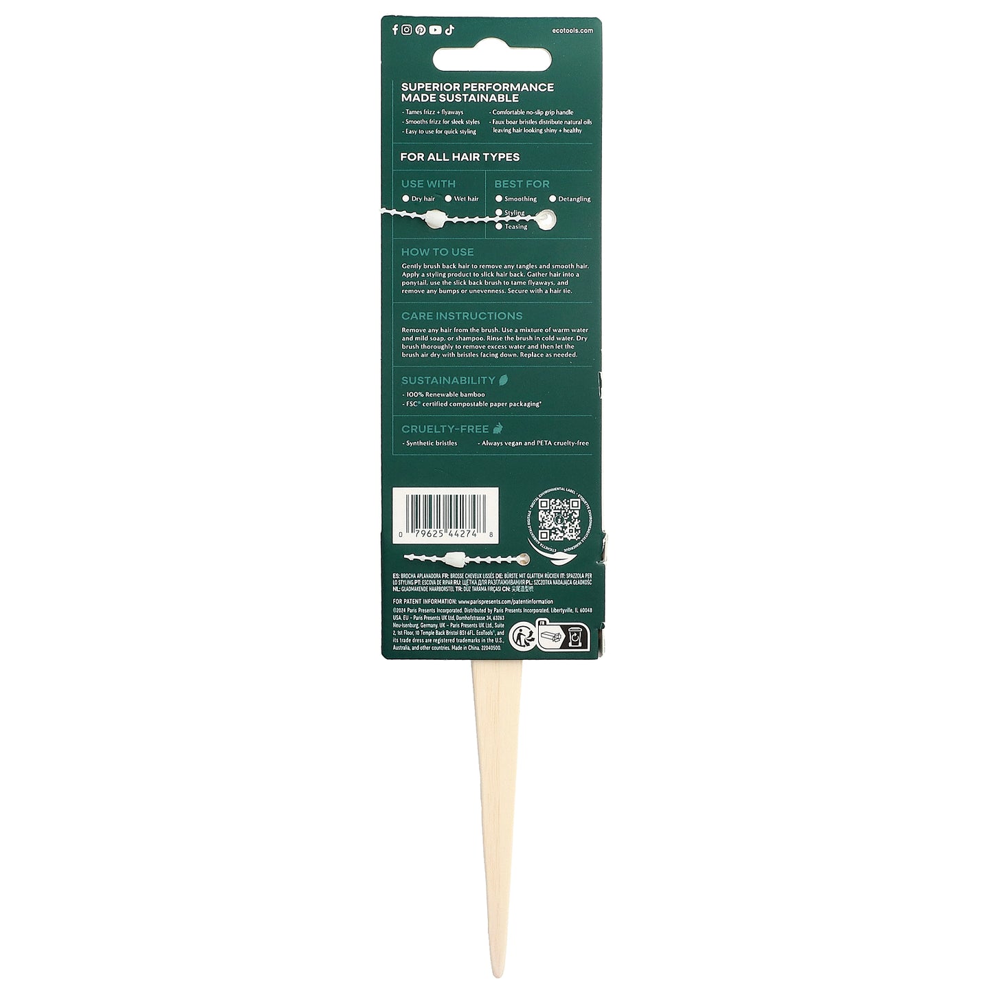 EcoTools, Slick Back Brush, All Hair Types, 1 Brush