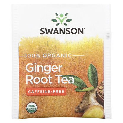 Swanson, 100% Organic Ginger Root Tea, Caffeine-Free, 20 Tea Bags, 1.4 oz (40 g)