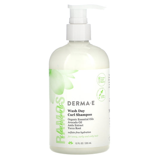 DERMA E, Ramos Clean Curls, Wash Day Curl Shampoo, For Wavy, Curly and Coily Hair, 12 fl oz (355 ml)