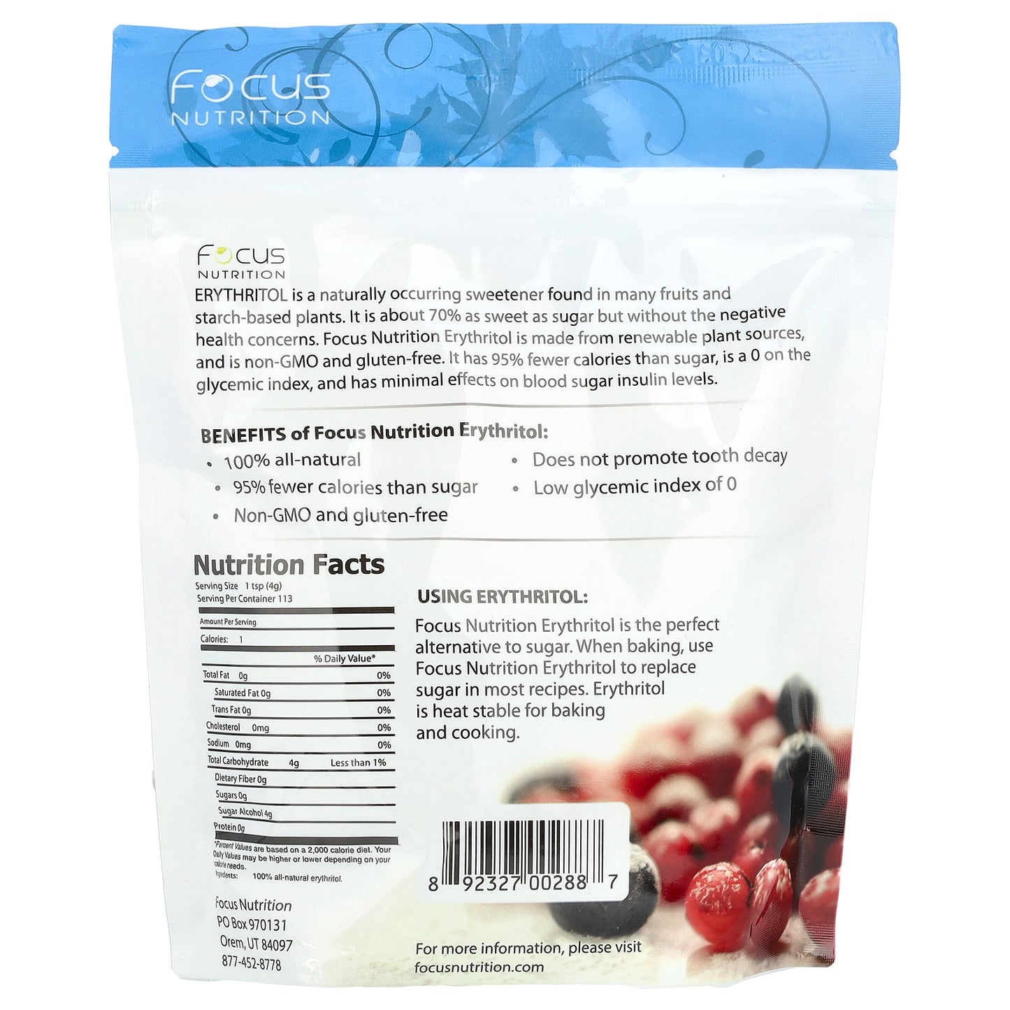 Xyloburst, Erythritol Sweetener, Low-Calorie Sweetener, 1 lb (454 g)