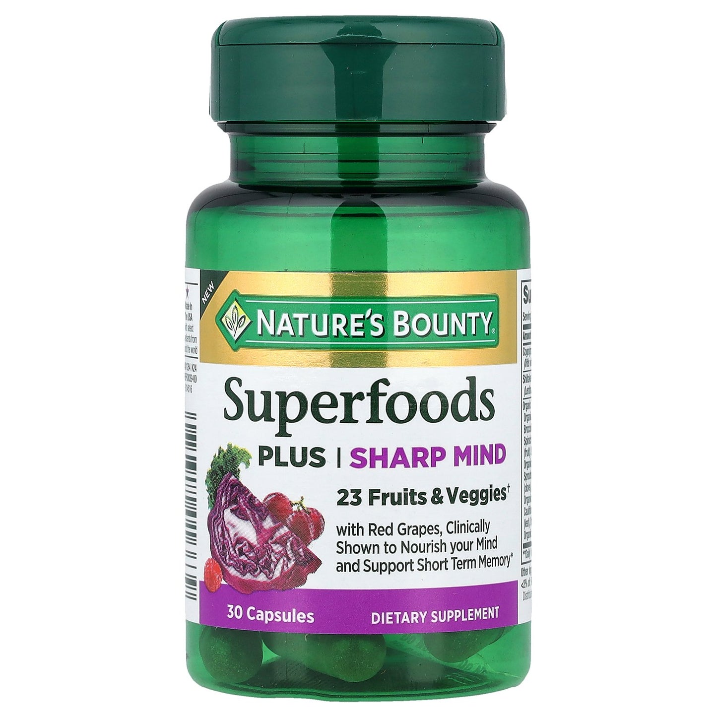 Nature's Bounty, Superfoods Plus Sharp Mind, 30 Capsules