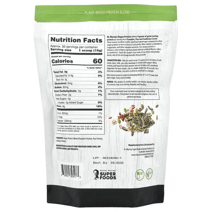 Dr. Murray's, Super Foods, 3 Seed Protein Powder, Pumpkin + Flax + Sunflower, Unflavored, 16 oz (453.5 g)