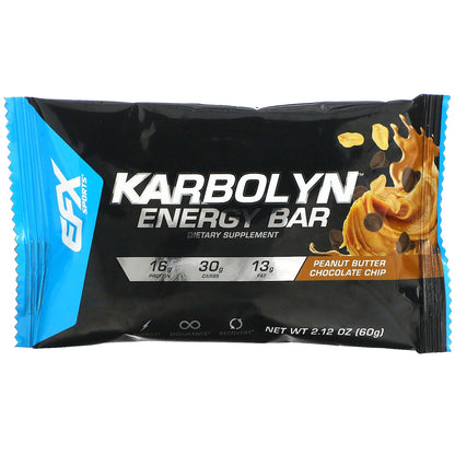 EFX Sports, Karbolyn Energy Bar, Peanut Butter Chocolate Chip, 12 Bars, 2.12 (60 g) Each