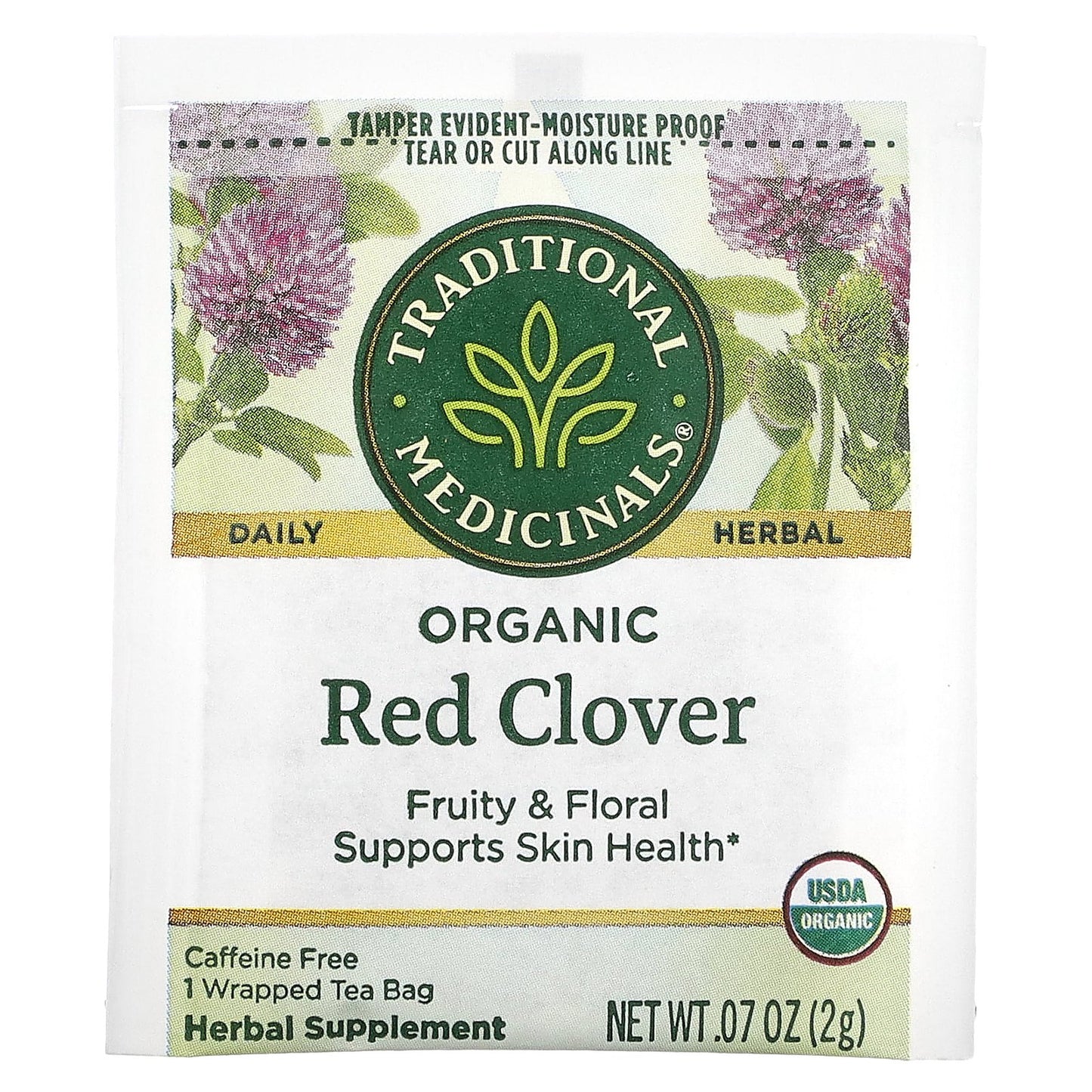 Traditional Medicinals, Organic Red Clover, Caffeine Free, 16 Wrapped Tea Bags, 1.13 oz (32 g)