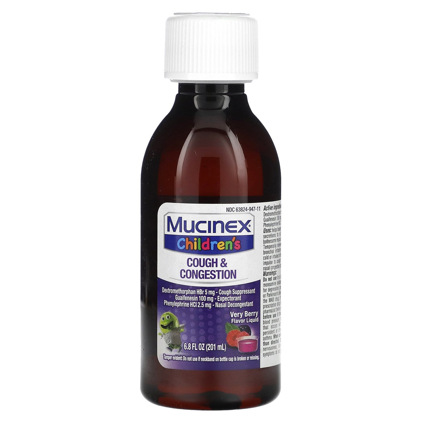 Mucinex, Children's, Cough & Congestion, Ages 4+ Yrs, Very Berry, 6.8 fl oz (201 ml)