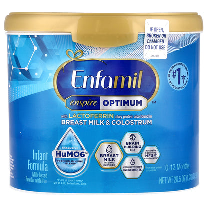 Enfamil, Enspire Optimum™, Infant Formula, Milk-Based Powder With Iron, 0-12 Months, 20.5 oz (581 g)