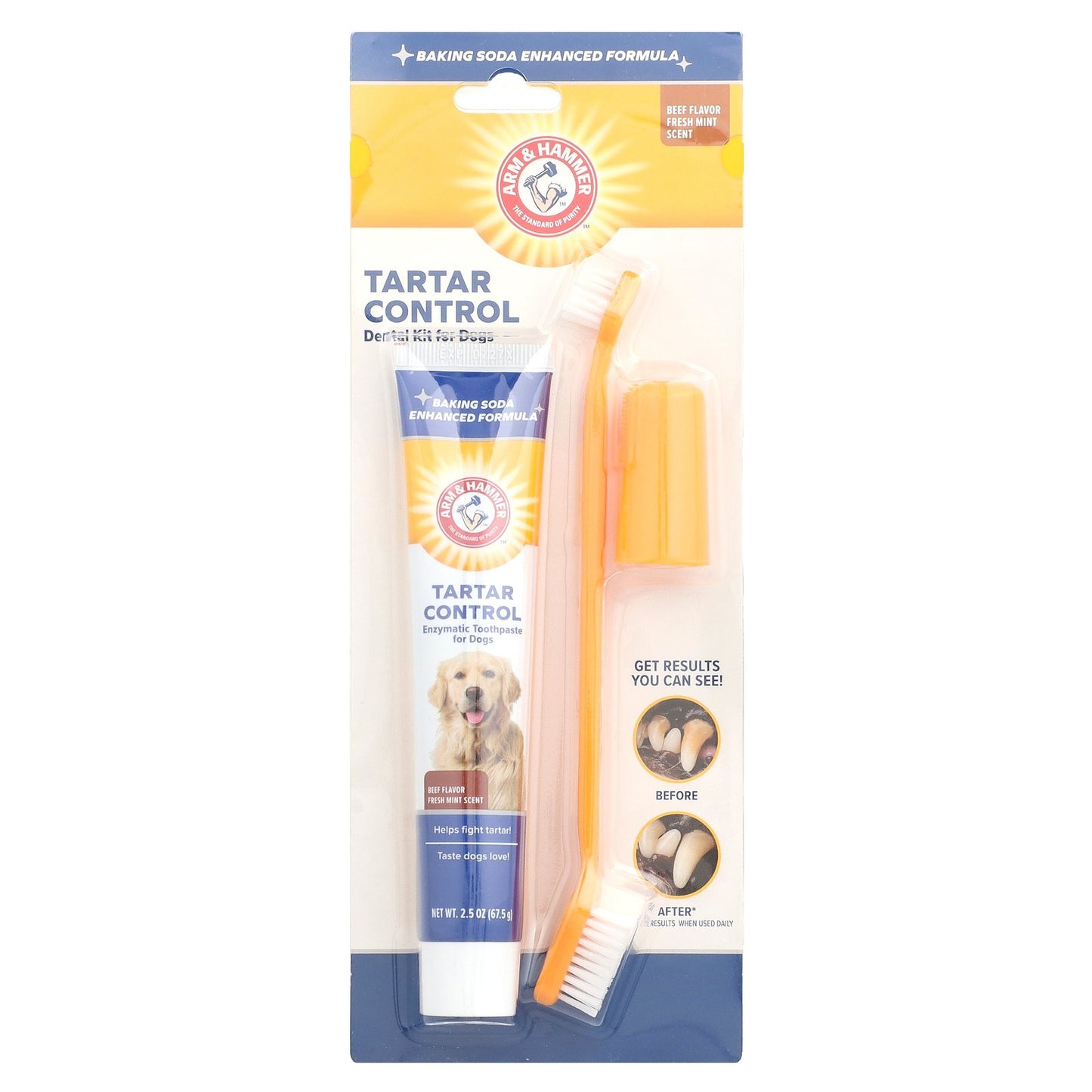 Arm & Hammer, Tartar Control, Dental Kit For Dogs, Beef , 3 Piece Kit