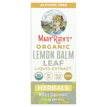 MaryRuth's, Organic Lemon Balm Leaf Liquid Extract, Alcohol Free, 590 mg, 1 fl oz (30 ml)