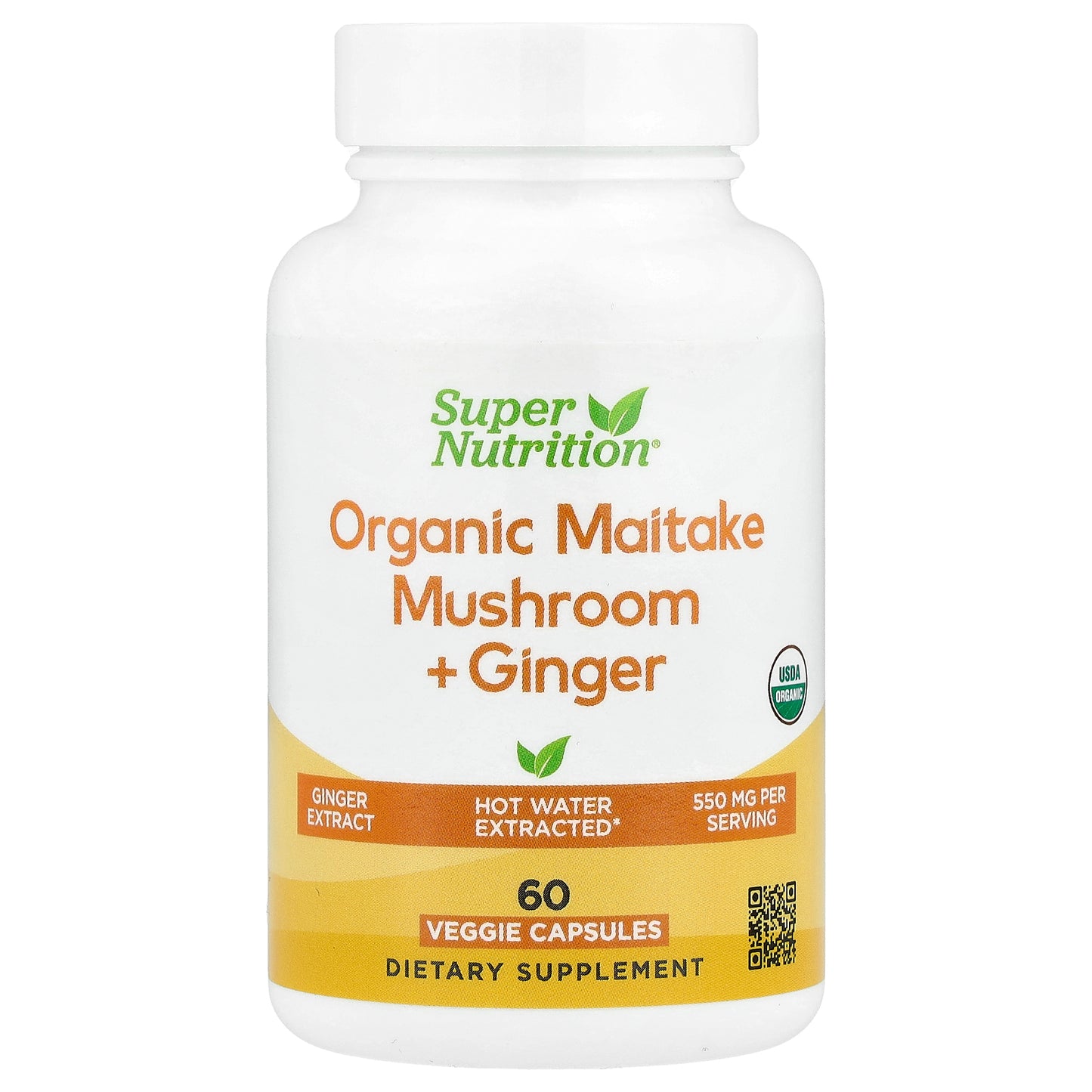 Super Nutrition, Organic Maitake Mushroom + Ginger, 60 Veggie Capsules