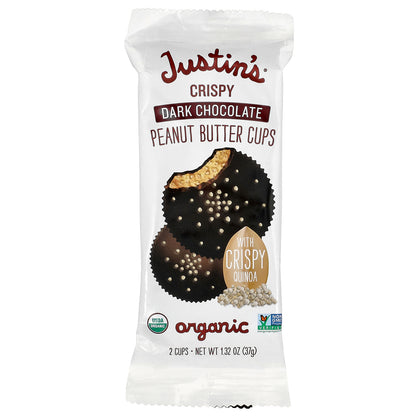 Justin's Nut Butter, Organic Dark Chocolate Crispy Peanut Butter Cups, 2 Cups, 1.32 oz (37 g)