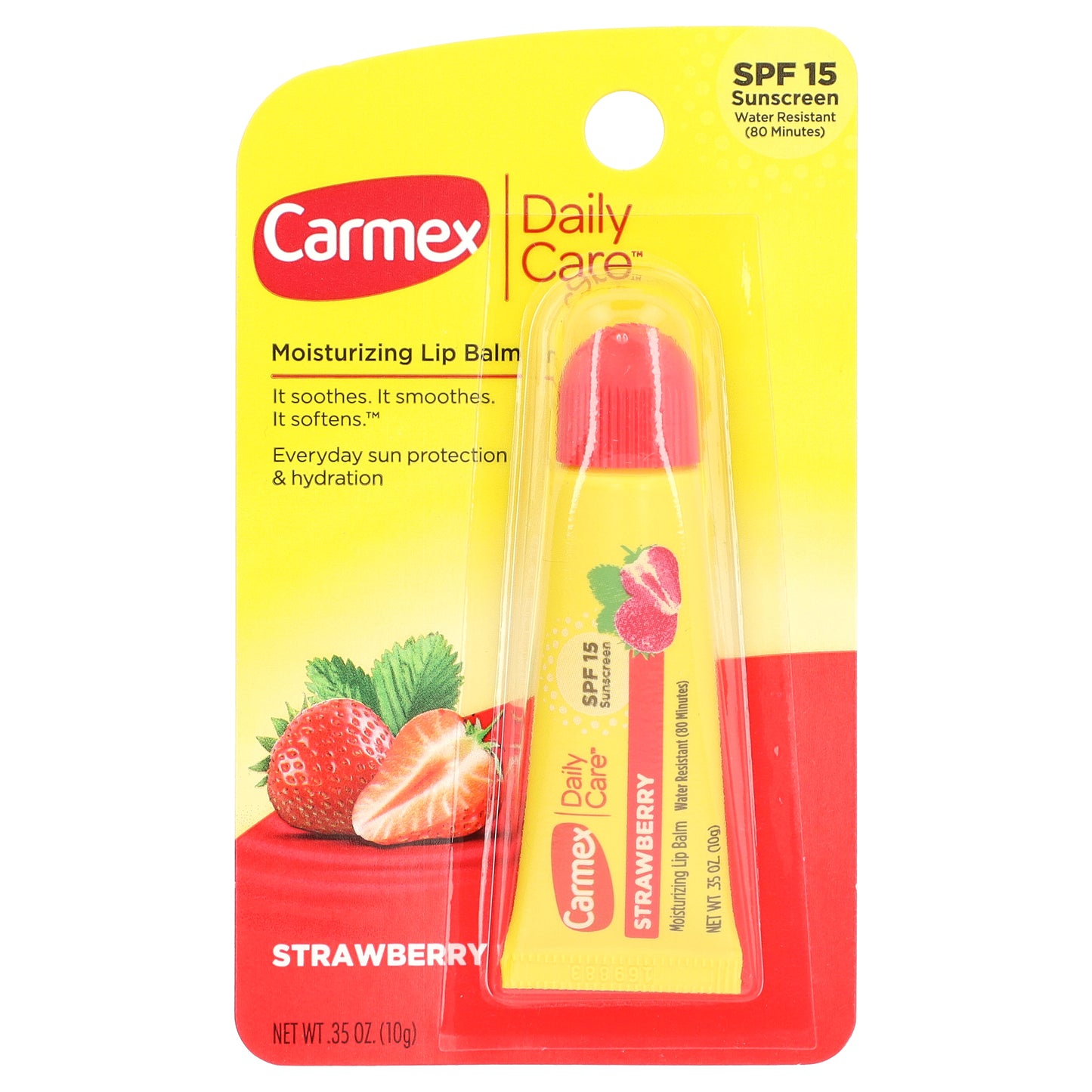 Carmex, Daily Care™, Moisturizing Lip Balm, SPF 15, Strawberry, 0.35 oz (10 g)