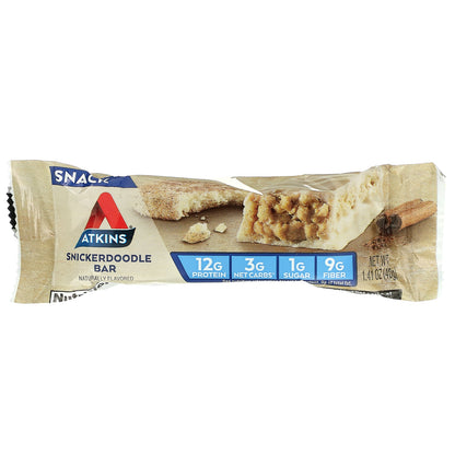 Atkins, Snack, Snickerdoodle Bar, Gluten Free, 5 Bars, 1.41 oz (40 g) Each