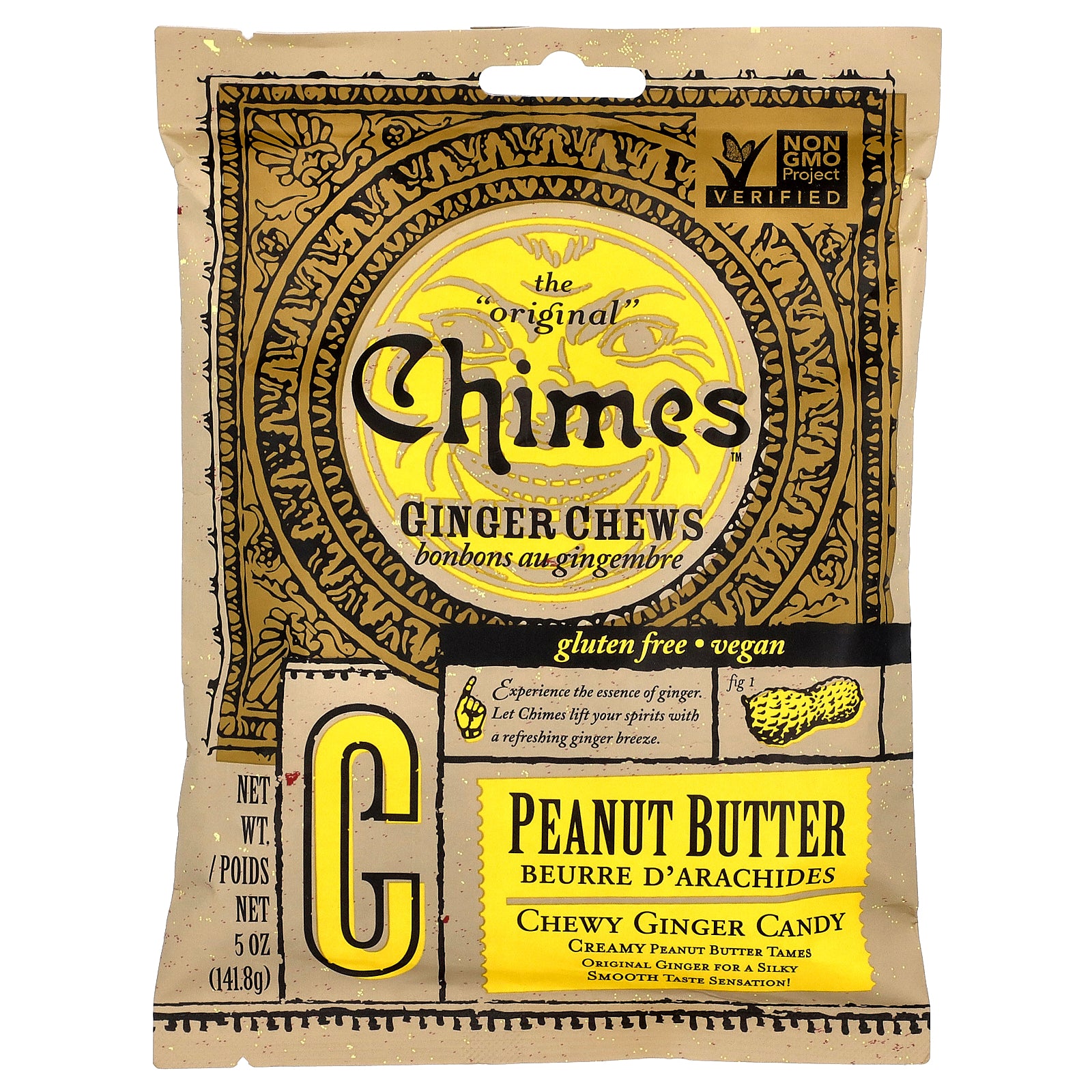 Chimes, Ginger Chews, Peanut Butter, 5 oz (141.8 g)