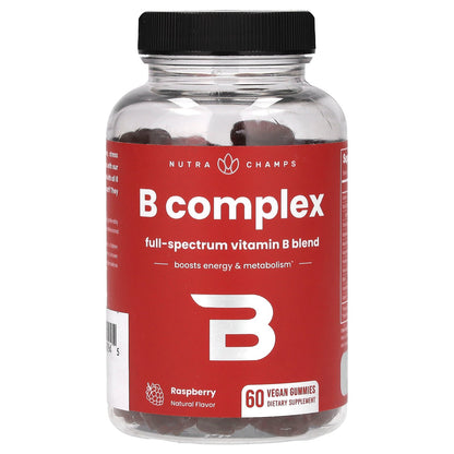 NutraChamps, B Complex, Raspberry, 60 Vegan Gummies