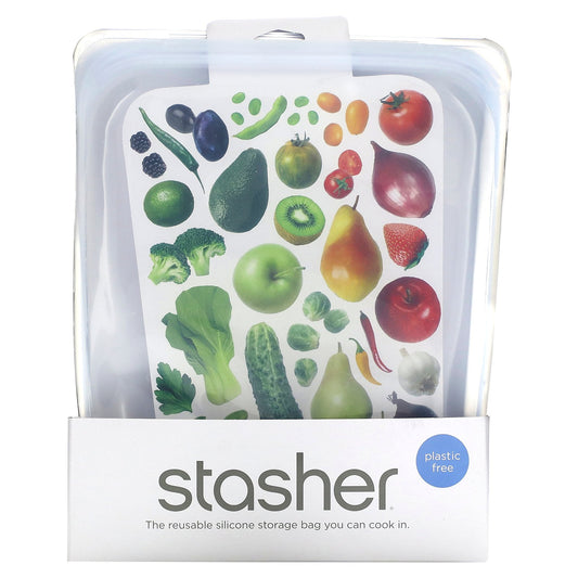 Stasher, Reusable Silicone Food Bag, Half Gallon, Clear, 64.2 fl oz (1.92  l)