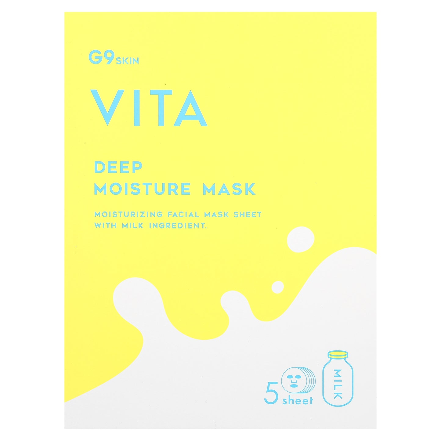 G9skin, Vita, Deep Moisture Beauty Mask, Milk, 5 Sheets, 0.74 fl oz (22 ml) Each