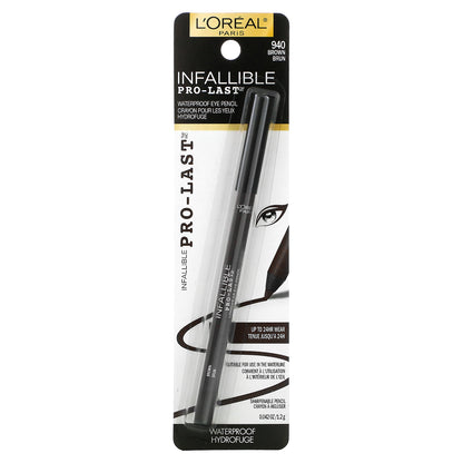 L'Oréal, Infallible Pro-Last™, Waterproof  Eye Pencil, 940 Brown, 0.042 fl oz (1.2 g)