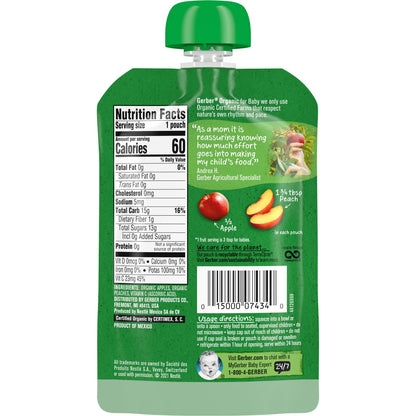 Gerber, Organic for Baby, 2nd Foods, Apples Peach, 3.5 oz (99 g)