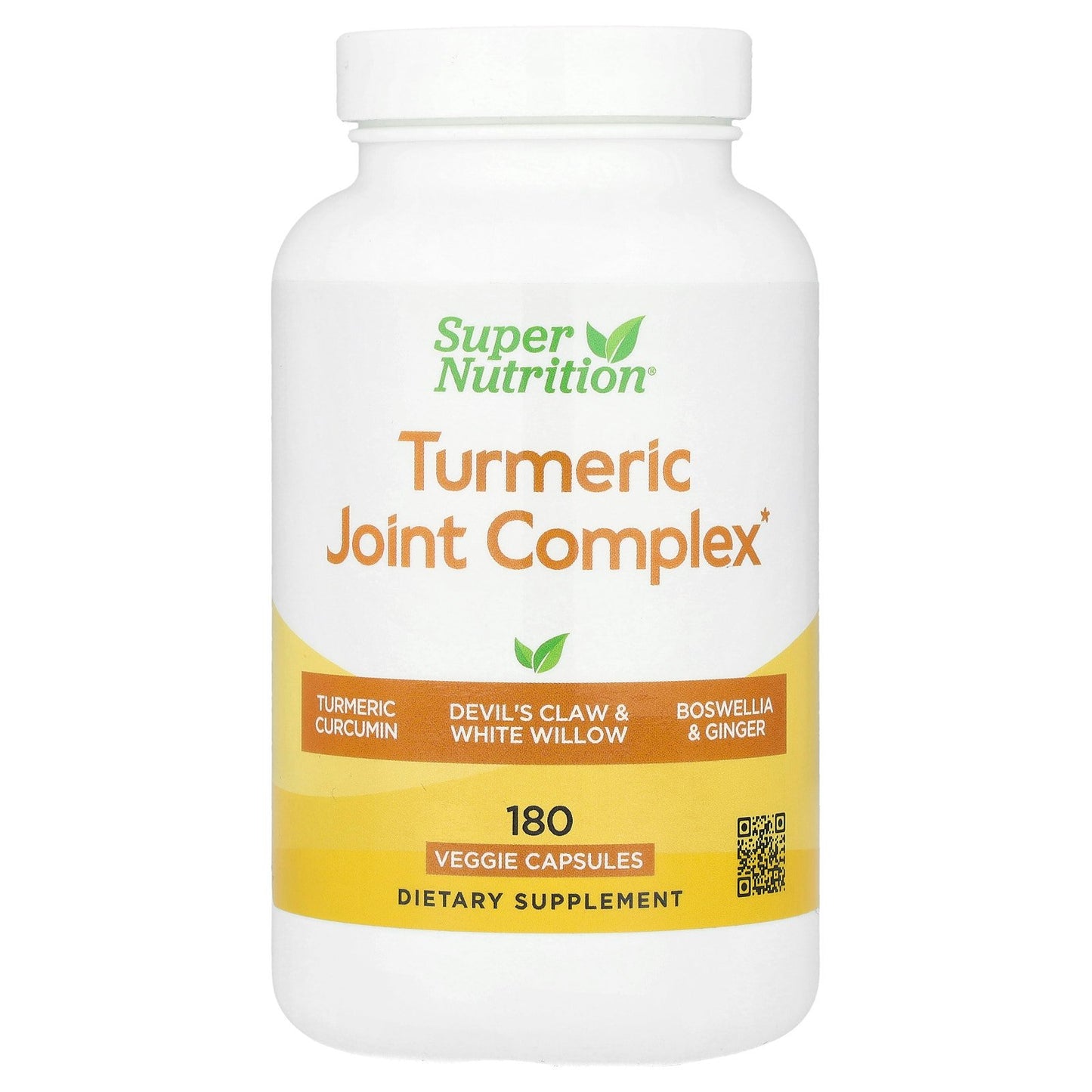 Super Nutrition, Turmeric Joint Complex with Devil's Claw Extract, Boswellia Extract, White Willow Extract, and Ginger Extract, 180 Veggie Capsules