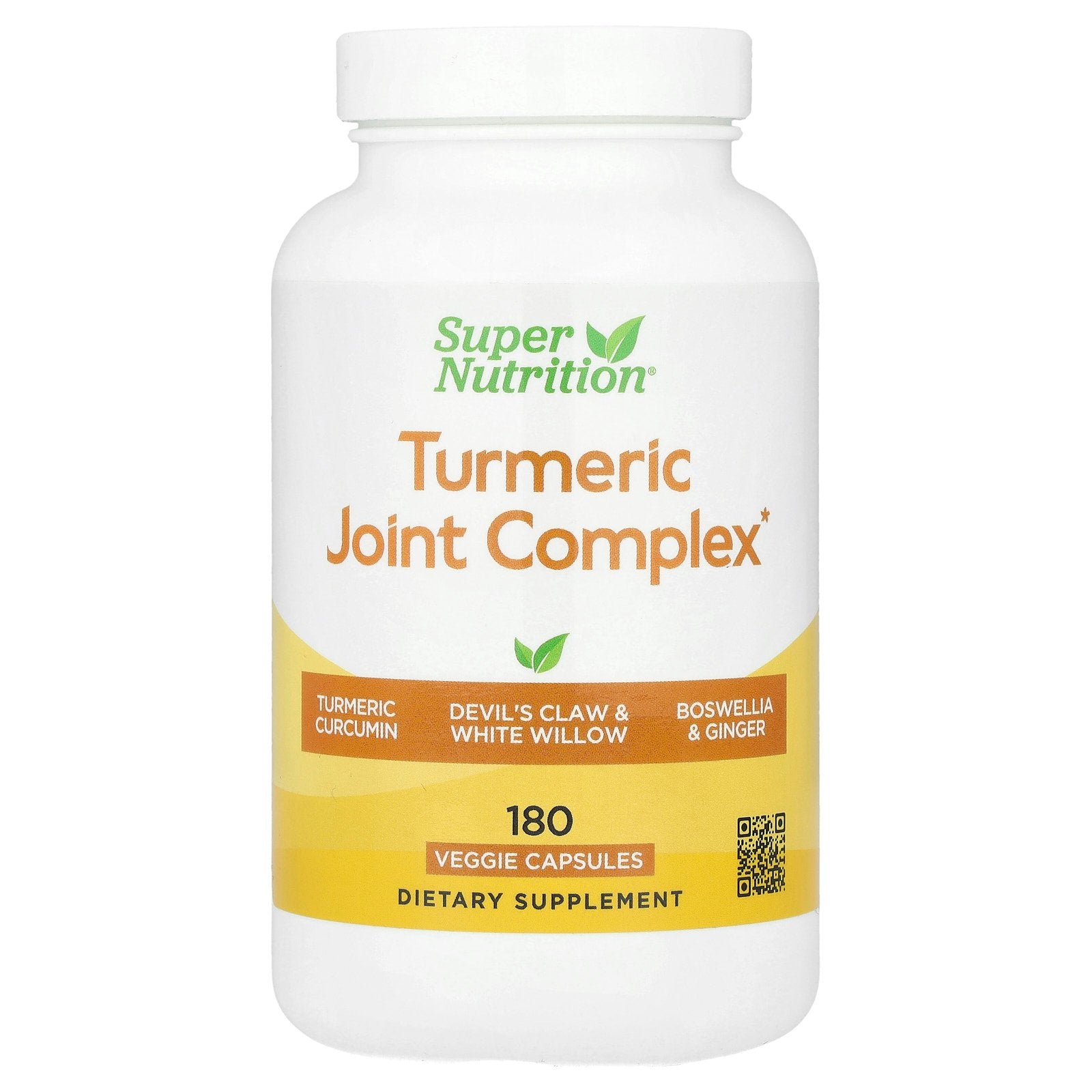Super Nutrition, Turmeric Joint Complex with Devil's Claw Extract, Boswellia Extract, White Willow Extract, and Ginger Extract, 180 Veggie Capsules
