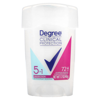 Degree, Clinical Protection, 5 In 1 Protection, Antiperspirant Deodorant, Soft Solid, 1.7 oz (48 g)