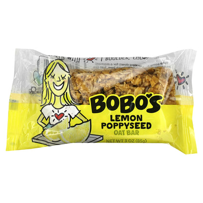 Bobo's Oat Bars, Lemon Poppyseed, 4 Bars, 3 oz (85 g) Each