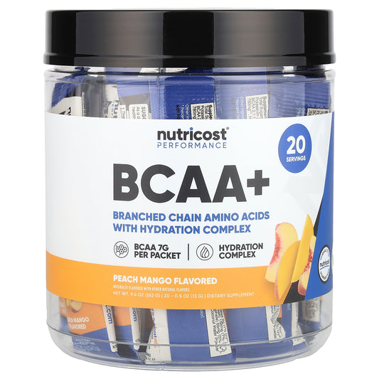 Nutricost, Performance, BCAA+, Peach Mango, 20 Packets, 0.5 oz (13 g) Each