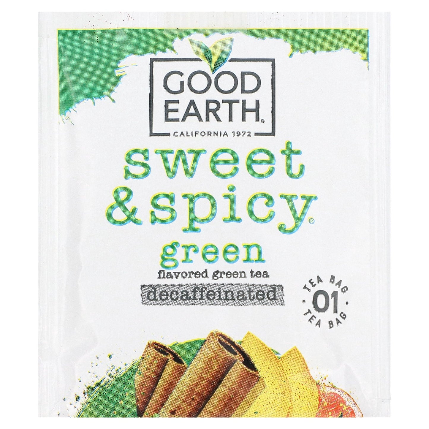 Good Earth Teas, Green Tea, Sweet & Spicy, Green, Decaffeinated , 18 Tea Bags, 1.33 oz (37.8 g)