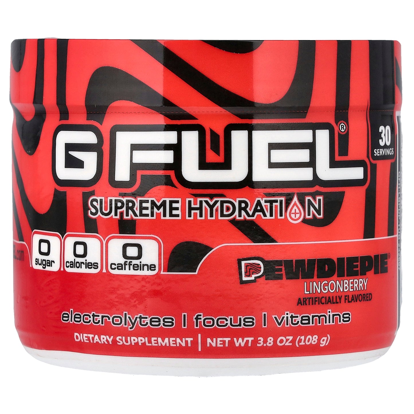 G FUEL, Supreme Hydration, PewDiePie® Lingonberry, 3.8 oz (108 g)