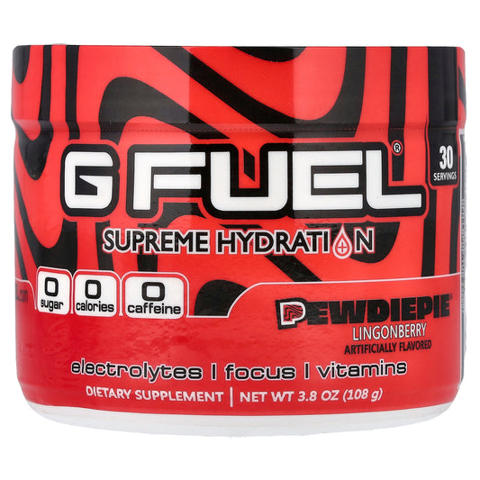 G FUEL, Supreme Hydration, PewDiePie® Lingonberry, 3.8 oz (108 g)