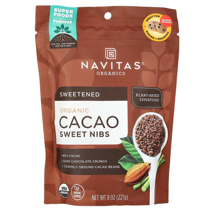 Navitas Organics, Organic Cacao Sweet Nibs, 8 oz (227 g)