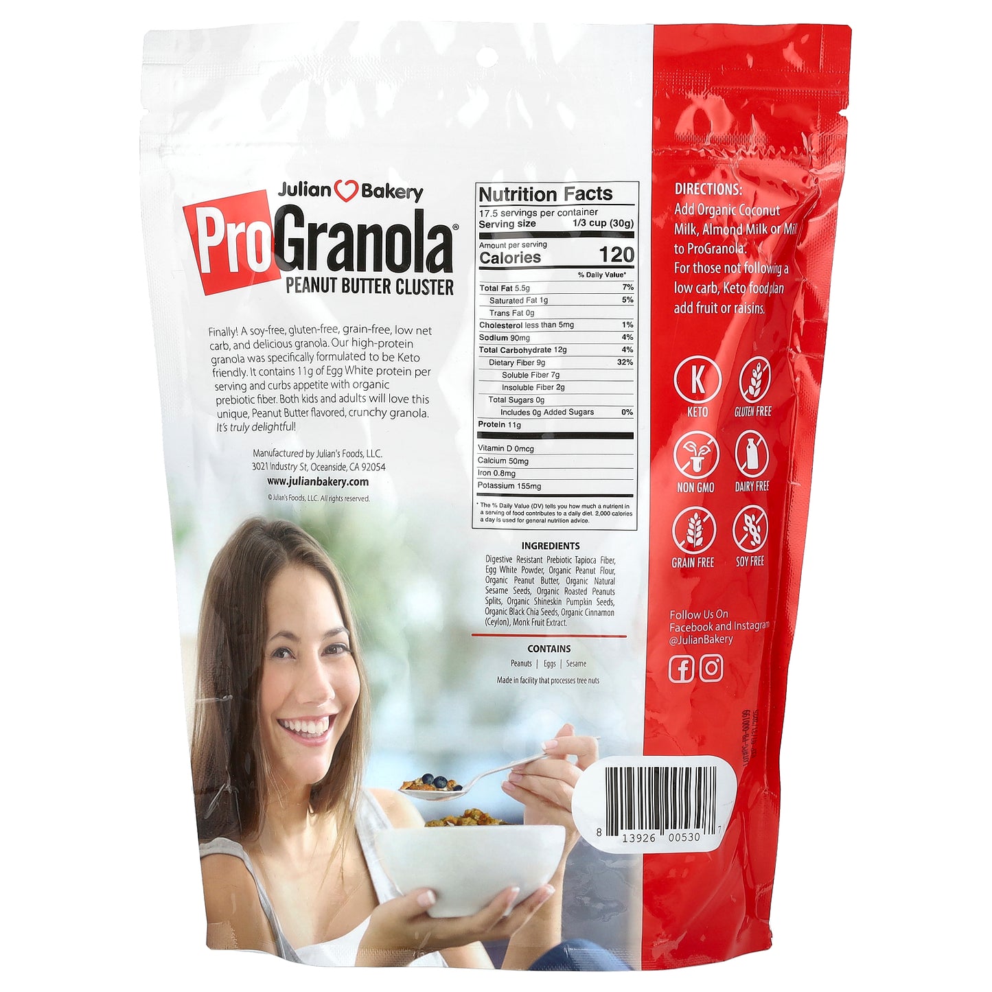 Julian Bakery, Pro Granola, Peanut Butter Cluster, 18.5 oz (526 g)