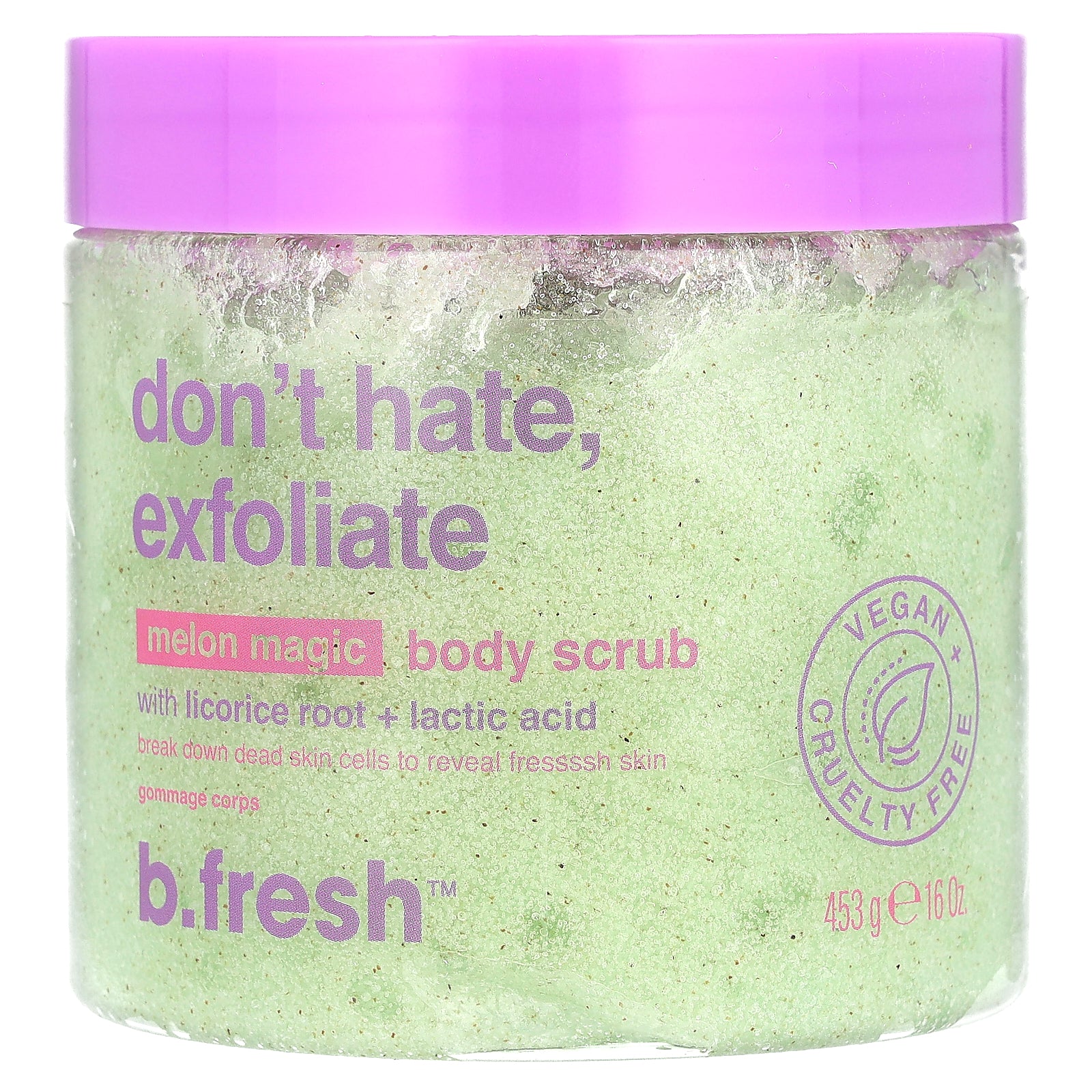 b.fresh, Body Scrub With Licorice Root & Lactic Acid, Melon Magic, 16 oz (453 g)