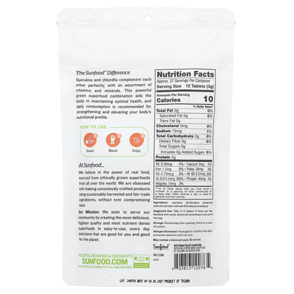 Sunfood, Super Algae Tablets Spirulina & Chlorella, 250 mg, Approx. 456 Tablets