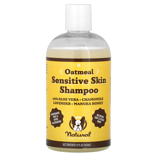 Natural Dog Company, Oatmeal Sensitive Skin Shampoo, For Dogs, Fragrance Free, 12 fl oz (355 ml)