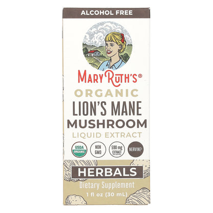 MaryRuth's, Organic Lion's Mane Mushroom Liquid Extract, Alcohol Free, 1 fl oz (30 ml)