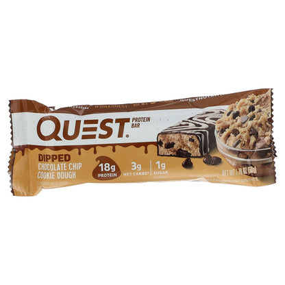 Quest Nutrition, Dipped Protein Bar, Chocolate Chip Cookie Dough, 12 Bars, 1.76 oz (50 g) Each