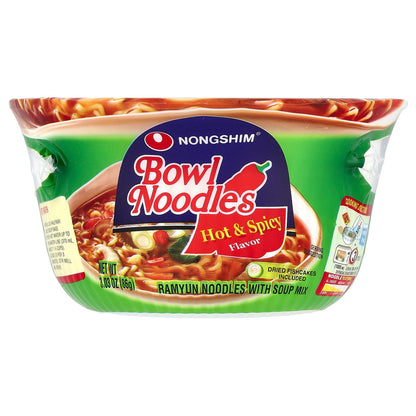 Nongshim, Bowl Noodles, Ramyun Noodles With Soup Mix, Hot & Spicy , 3.03 oz (86 g)