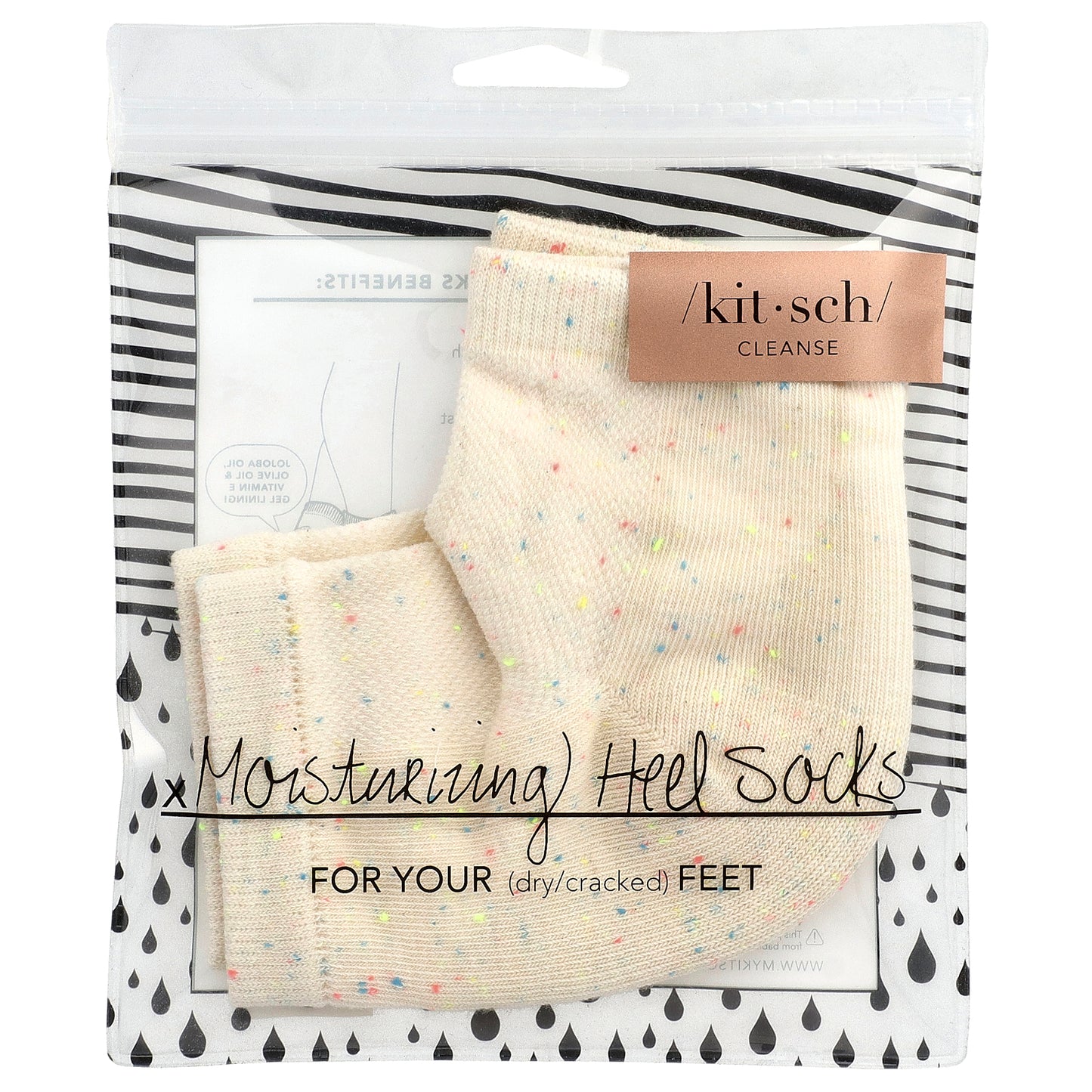 Kitsch, Moisturizing Heel Socks, Rainbow Speckle, 1 Pair