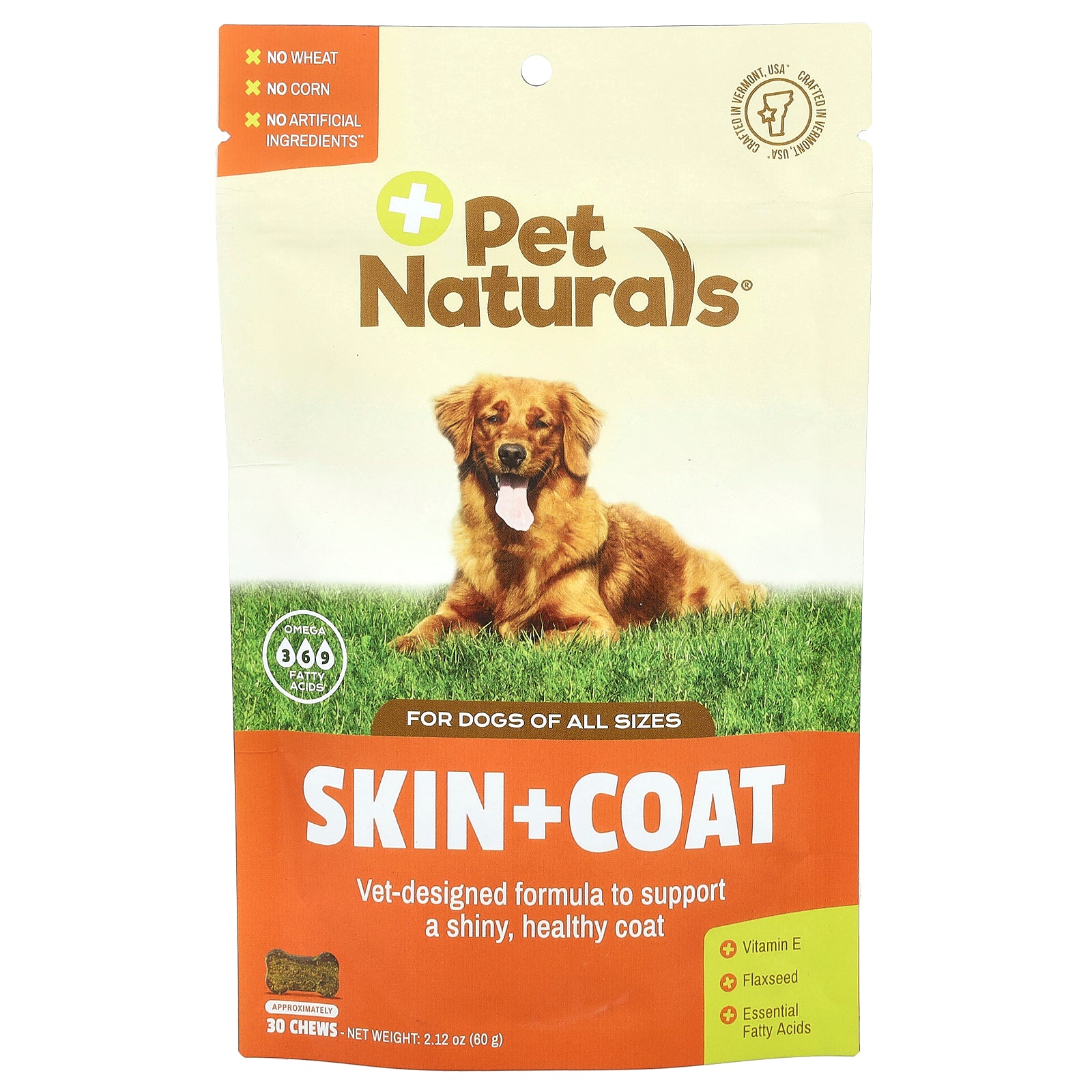 Pet Naturals, Skin + Coat, For Dogs, All Sizes, 30 Chews, 2.12 oz (60 g)