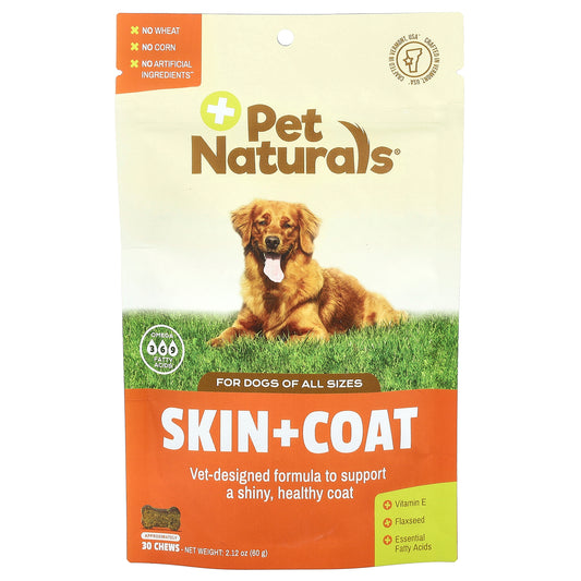 Pet Naturals, Skin + Coat, For Dogs, All Sizes, 30 Chews, 2.12 oz (60 g)