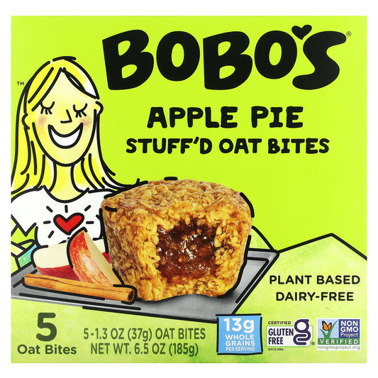 Bobo's Oat Bars, Stuff'd Oat Bites, Apple Pie, 5 Bites, 1.3 oz (37 g) Each