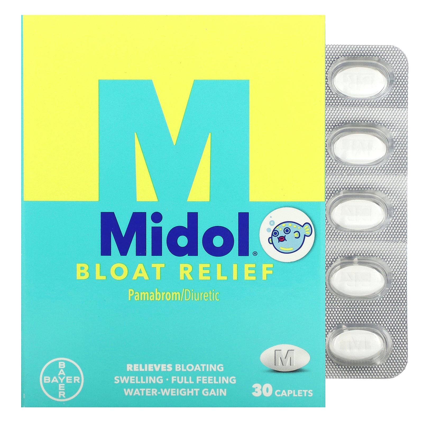 Midol, Bloat Relief, 30 Caplets