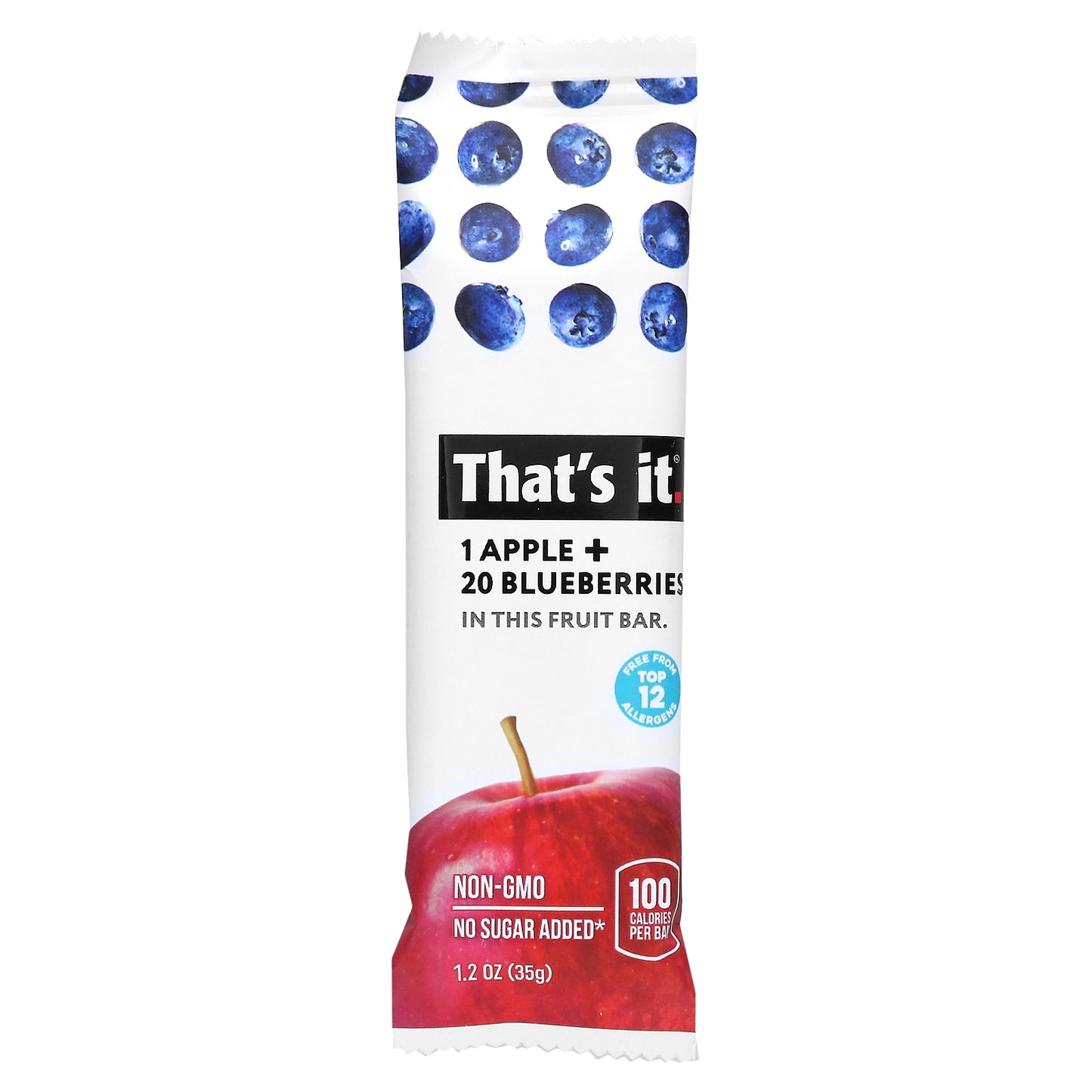 That's It, Fruit Bar, Apple + Blueberries, 5 Fruit Bars, 1.2 oz (35 g) Each