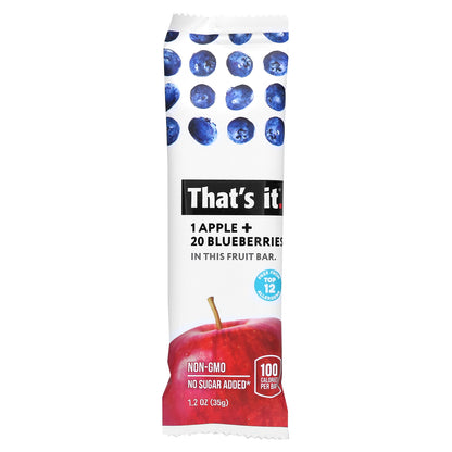 That's It, Fruit Bar, Apple + Blueberries, 5 Fruit Bars, 1.2 oz (35 g) Each