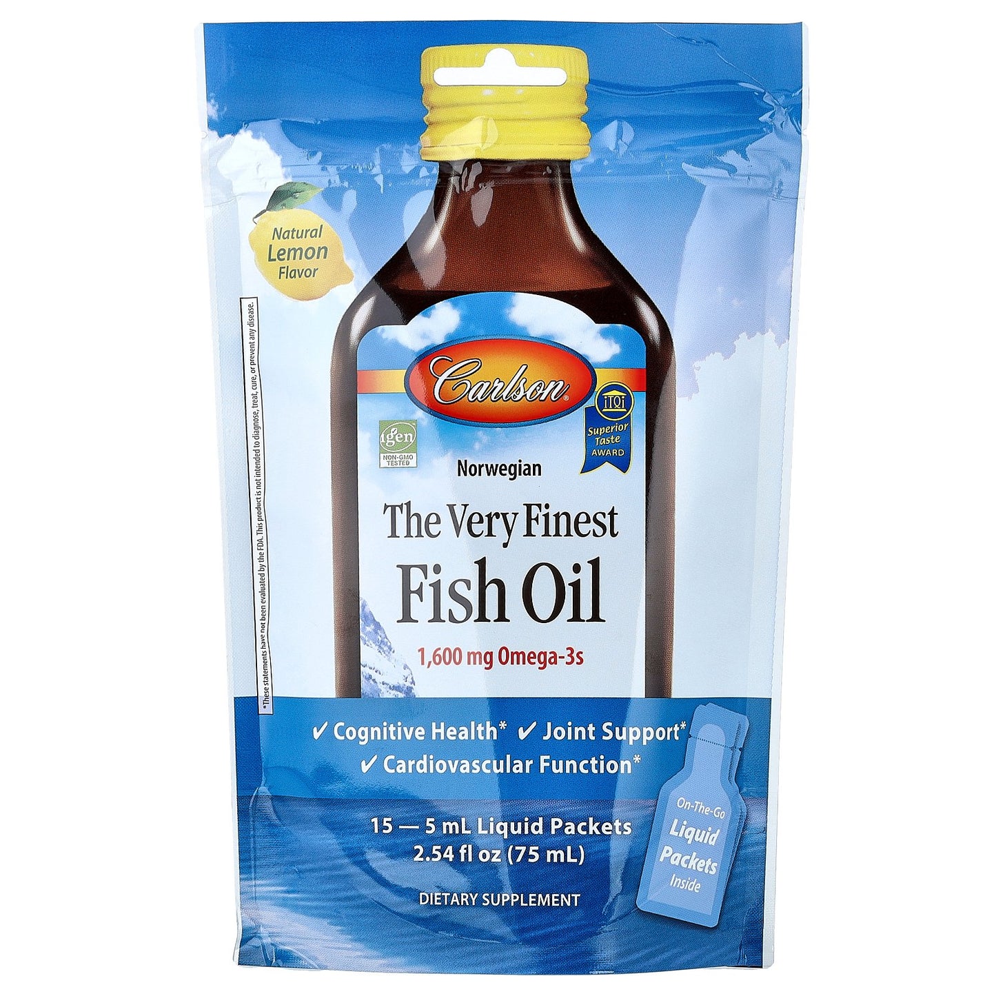 Carlson, Norwegian, The Very Finest Fish Oil, Natural Lemon, 15 Packets, (5 ml) Each