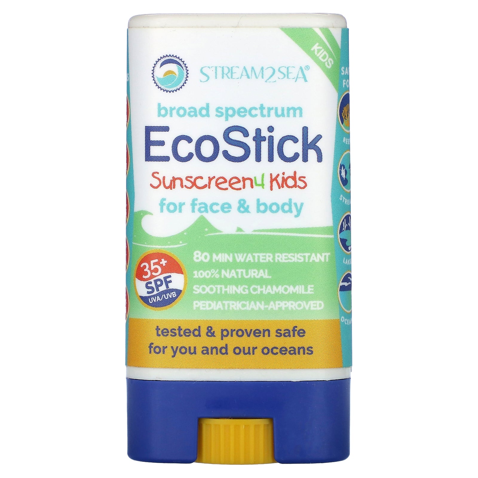 Stream2Sea, EcoStick Sunscreen 4 Kids, SPF 35+, Fragrance Free, 0.5 oz (16 g)